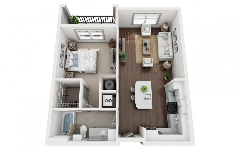 Guest Suite - 1 bedroom floorplan layout with 1 bath and 758 square feet.